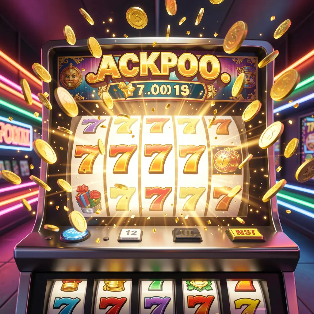 Golden slot machine reels showing triple seven symbols with sparkling coins representing premium slot gaming at JYJILLI in Bangladesh